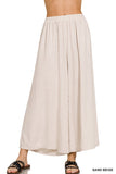 PLEATED LINEN BLEND WIDE LEG PANTS