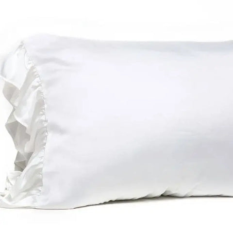 Silky Pillowcase W/Ruffle - White