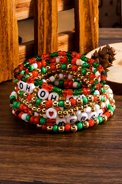 HO HO HO Beaded Bracelet