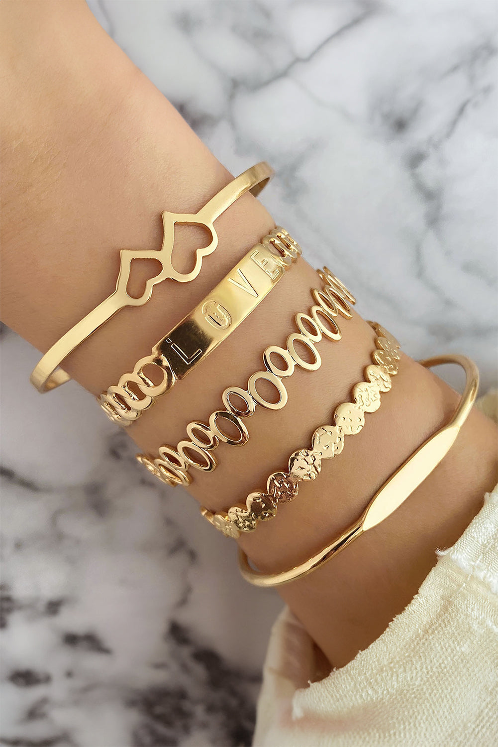 Gold Plated Bracelet 5pcs Set