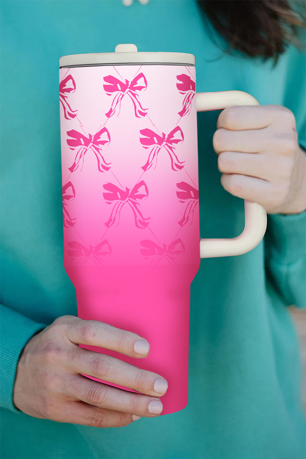 Pink Bow Knot Gradient Cup