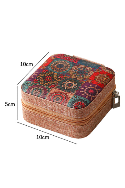 Retro Print Square Jewelry Box