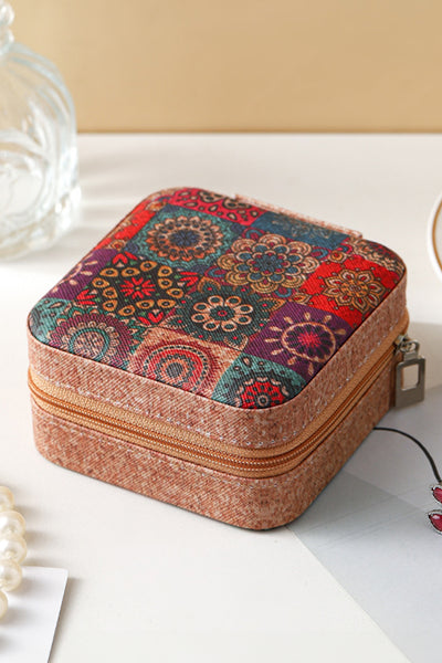 Retro Print Square Jewelry Box