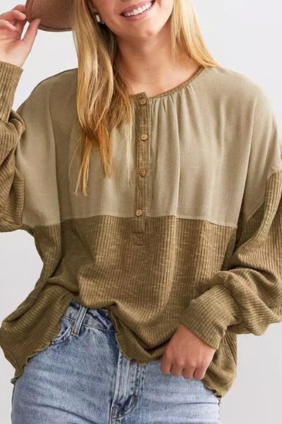 Patchwork Drop Shoulder Blouse