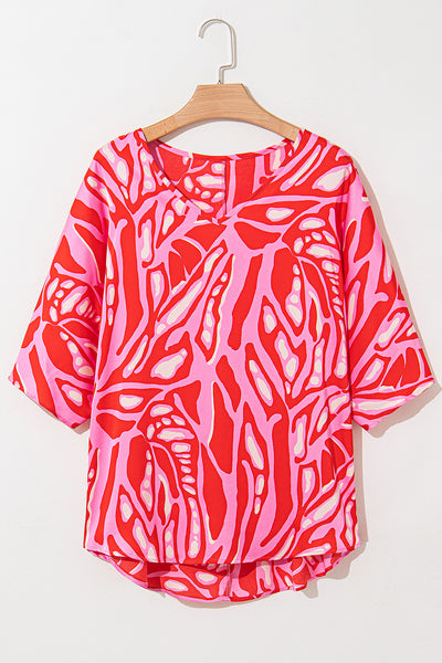 Abstract Batwing Oversized Blouse