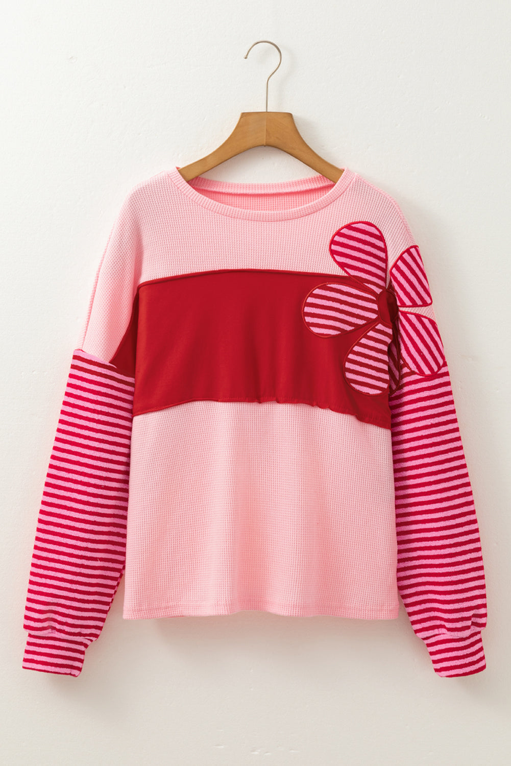 Floral Patch Striped Sleeve Top