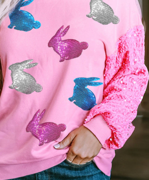 Easter Bunny Sequin Long Sleeve Top