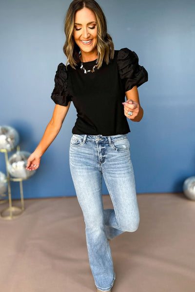 Ruched Puff Sleeve Tee