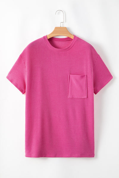 Corded Pocketed Loose Fit T Shirt