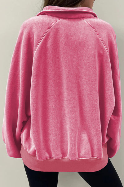 Pink Balloon Sleeve Oversized Sweatshirt