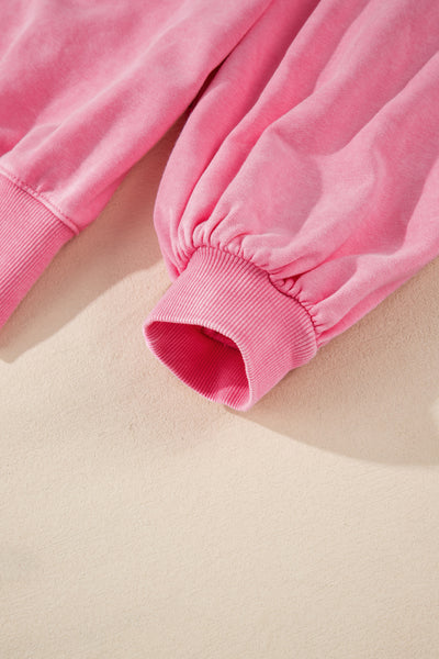 Pink Balloon Sleeve Oversized Sweatshirt