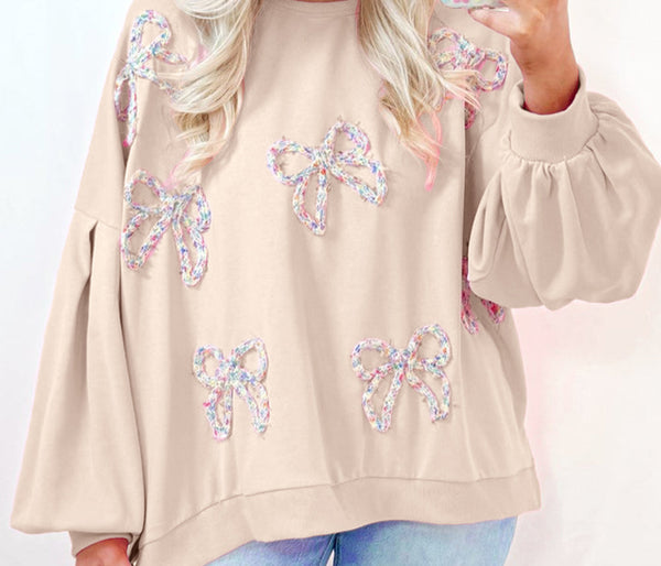 Embroidered Bow Sweatshirt