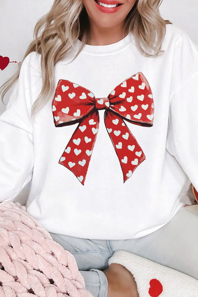 Bow Printed Valentines Sweatshirt