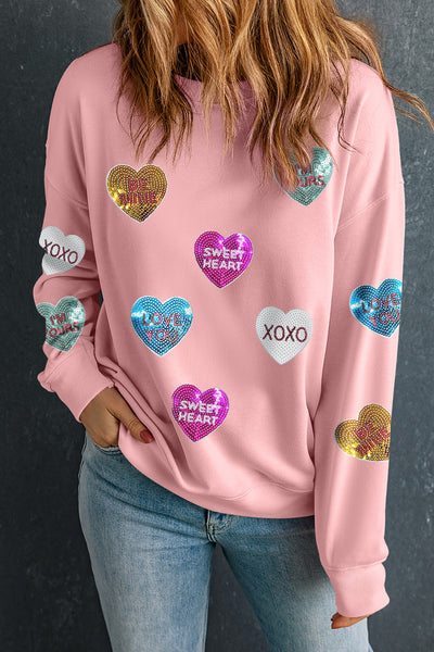 Sequin Heart Valentines Sweatshirt