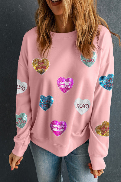 Sequin Heart Valentines Sweatshirt