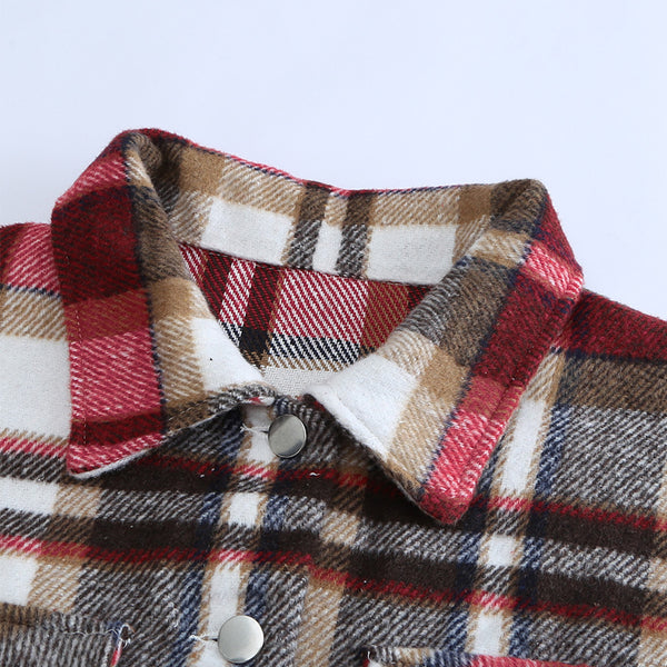 Plaid Print Pocketed Shacket