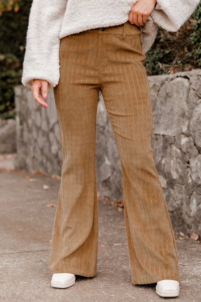 Checkered Corduroy High Waist Pants