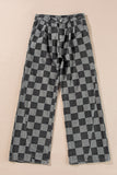 Checkered Wide Leg Jeans