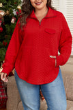 Cable Textured Quarter Zip Plus Size Pullover